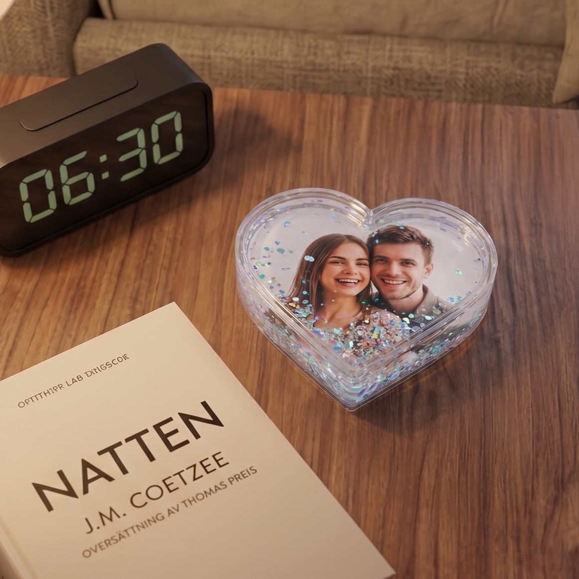 Heart-shaped glitter frame - silver