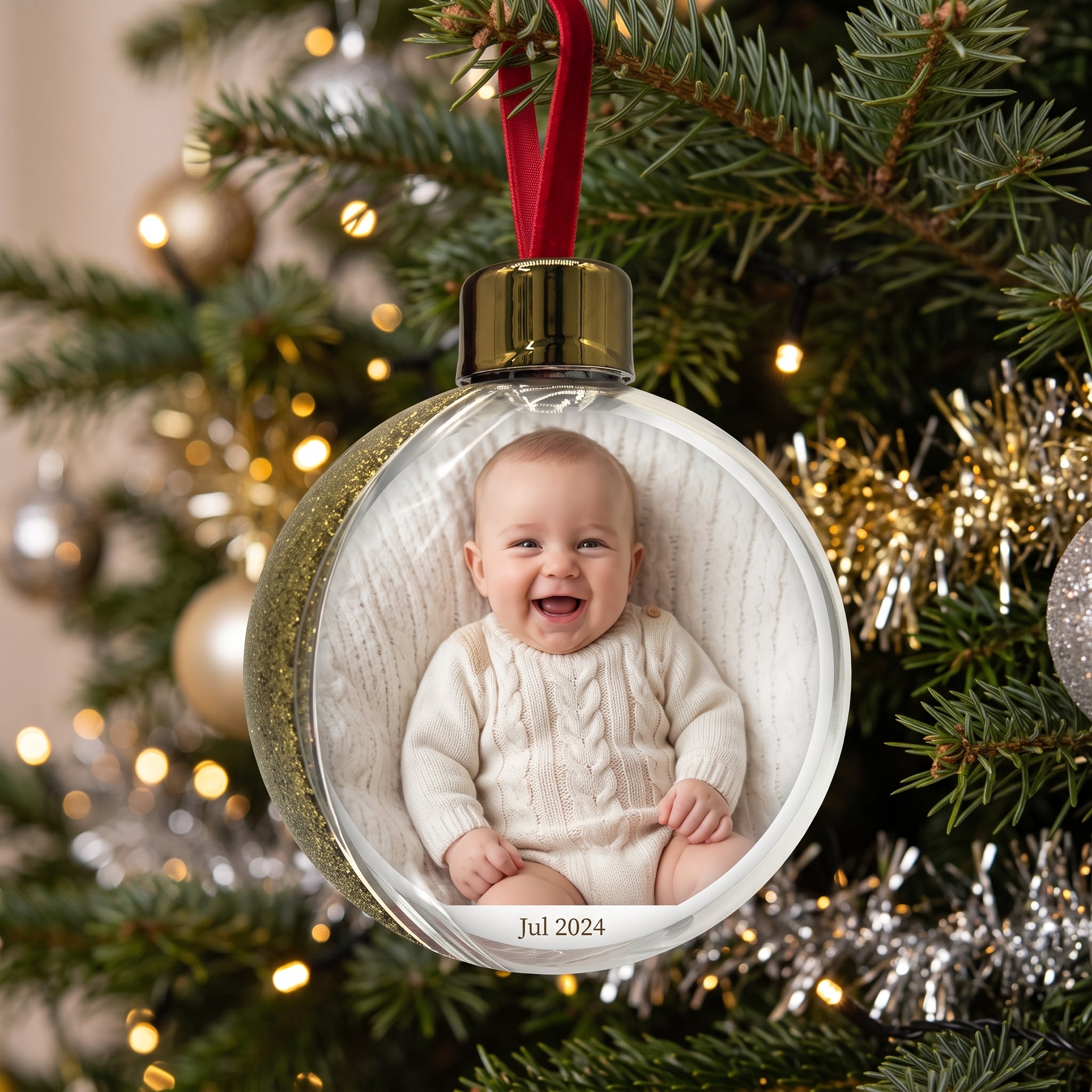 Christmas Bauble Decoration - Gold Glitter